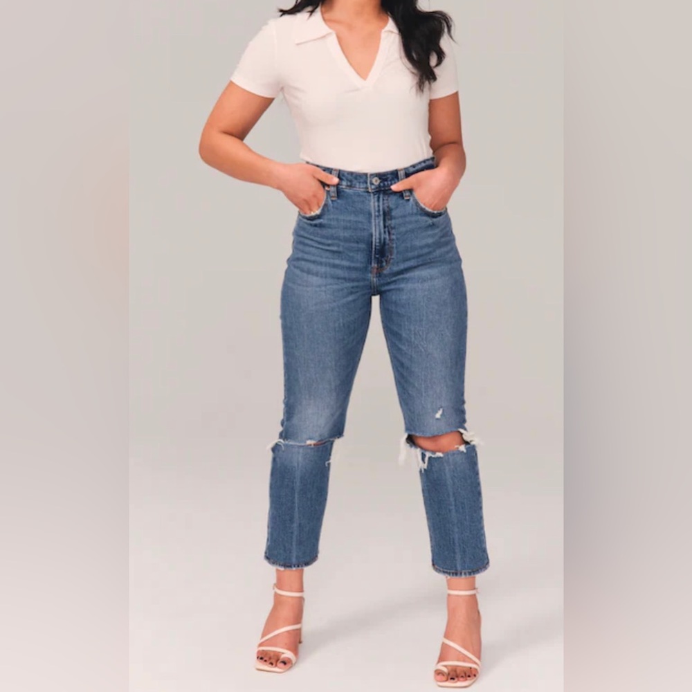 Abercrombie & Fitch ultra high rise ankle straight jean